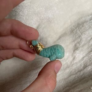 Amazonite whale wire wrap handmade pendant